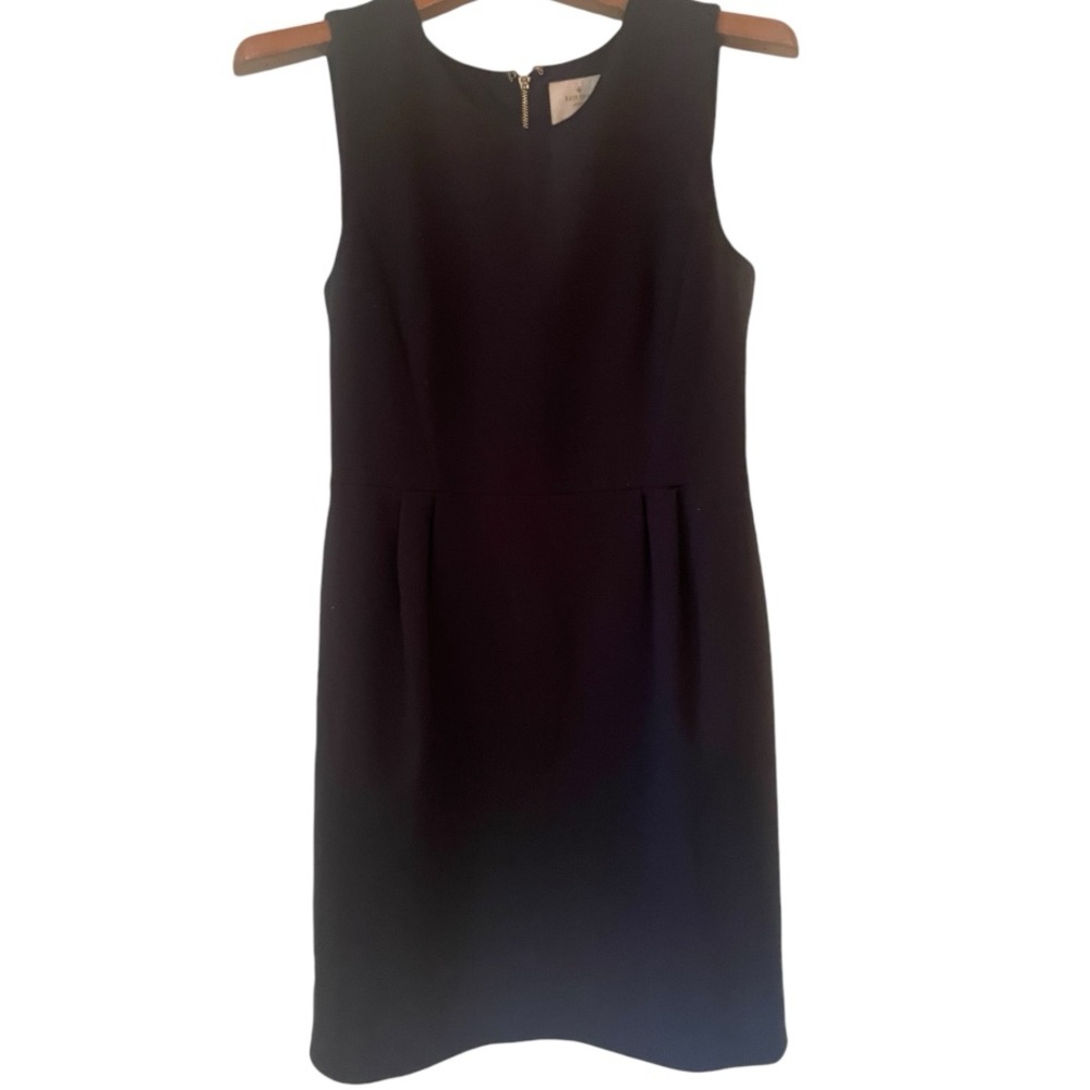 ♠️ Kate Spade Sleeveless Round Neck Back Zip A-Line Black Dress Size 10 - Picture 1 of 6